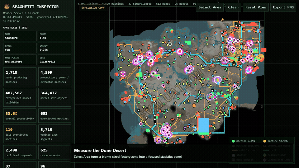 Animated Dune Desert area selection with local statistics